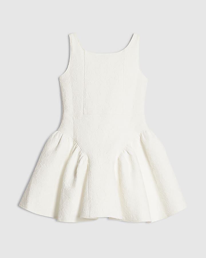 Girls White Lace Scuba Dress