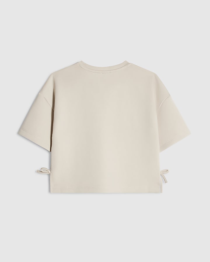 Girls Cream Premium Embellished Amour T-Shirt