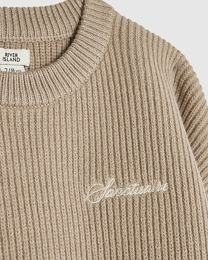 Boys Beige Rib Jumper