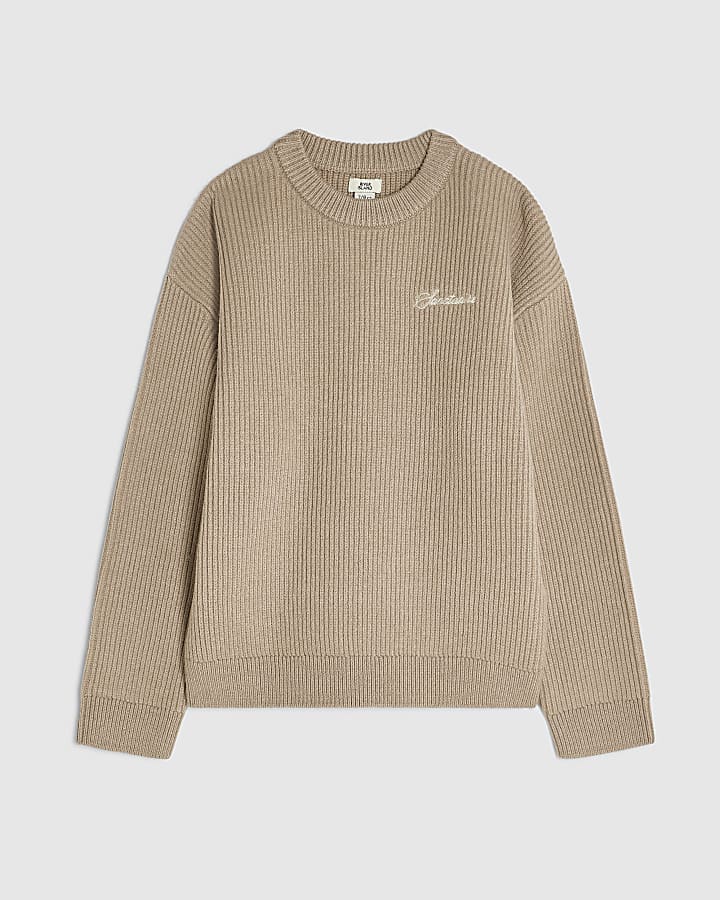 Boys Beige Rib Jumper