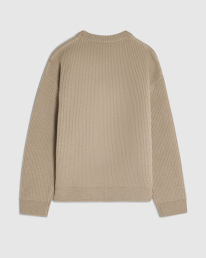Boys Beige Rib Jumper