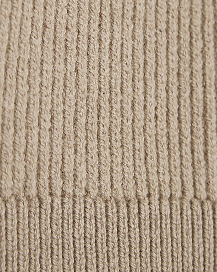 Mini Boys Beige Rib Jumper