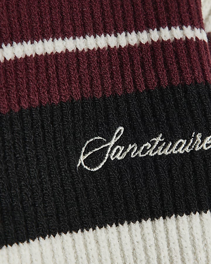 Mini Boys Burgundy Stripe Rib Jumper