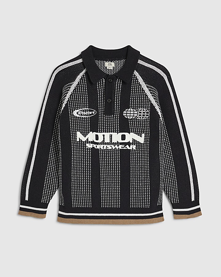 Boys Black Motion Sportswear Knit Jumper