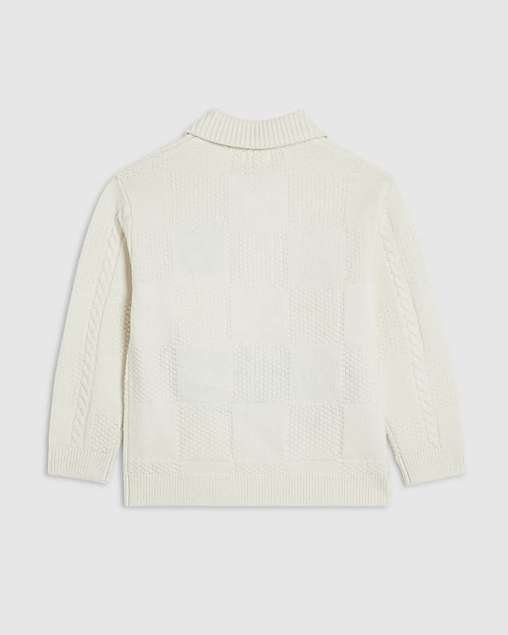 Mini Boys Cream Checkerboard Archival Top