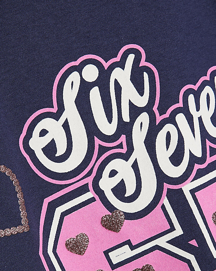 Girls Navy NY Leopard 67 T-Shirt