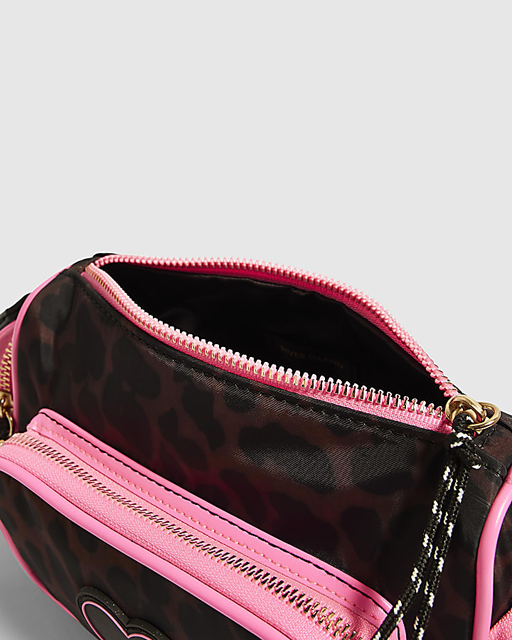 Girls Black Leopard Print Camera Bag