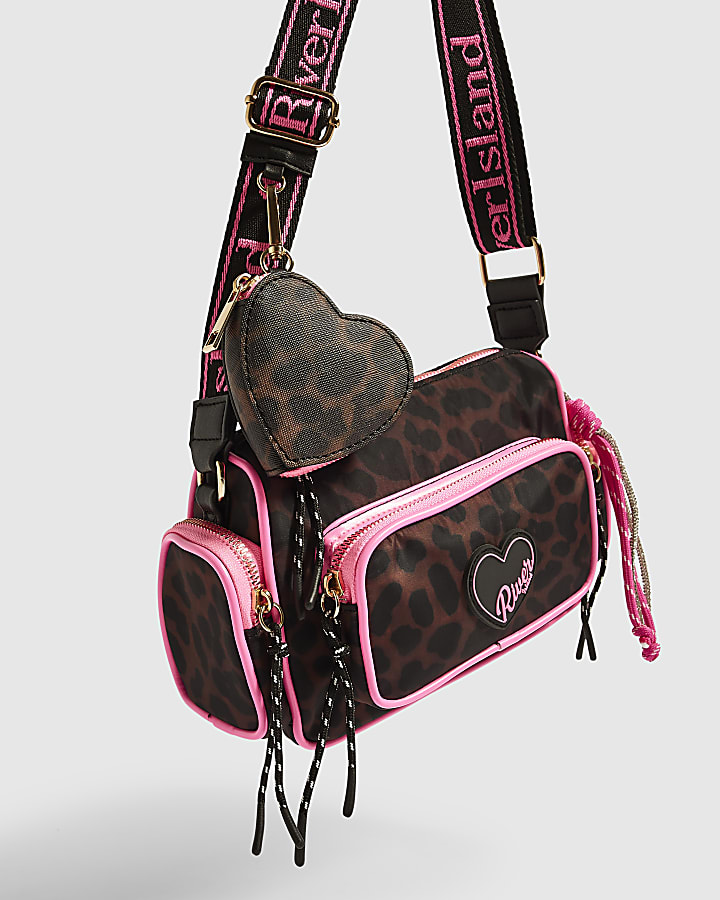 Girls Black Leopard Print Camera Bag
