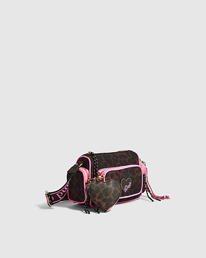 Girls Black Leopard Print Camera Bag