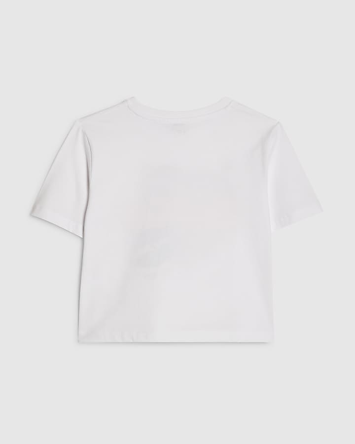 Girls White Disco All The Time Crop T-Shirt