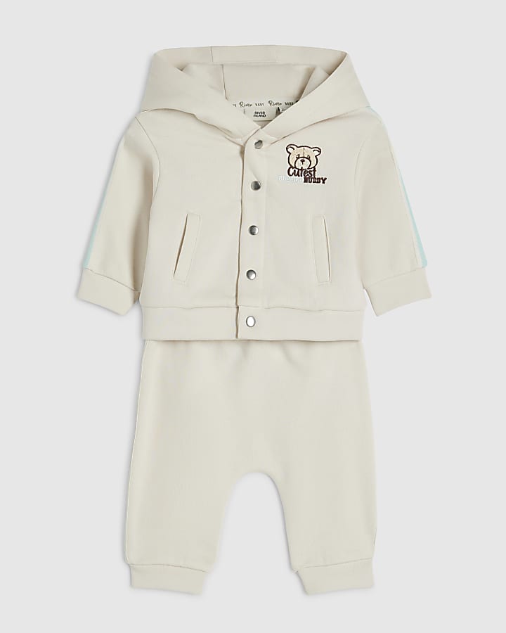 Baby Boys Cream Cuddle Buddy Hoodie Set