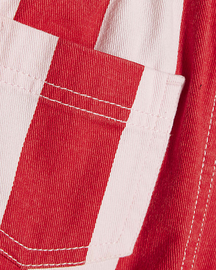 Mini Girls Pink Stripe Wide Leg Jeans