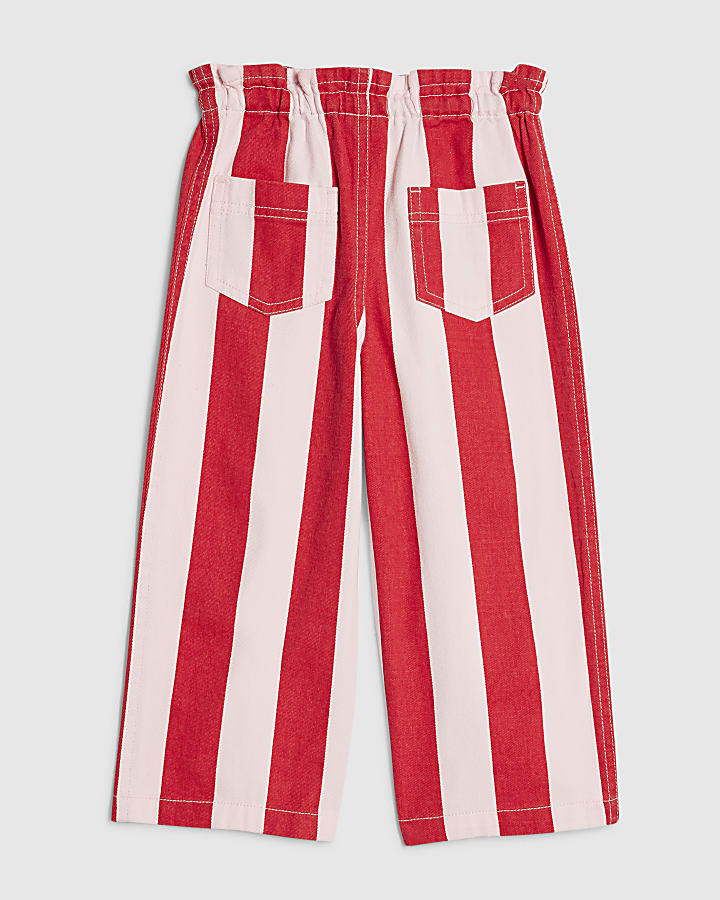 Mini Girls Pink Stripe Wide Leg Jeans
