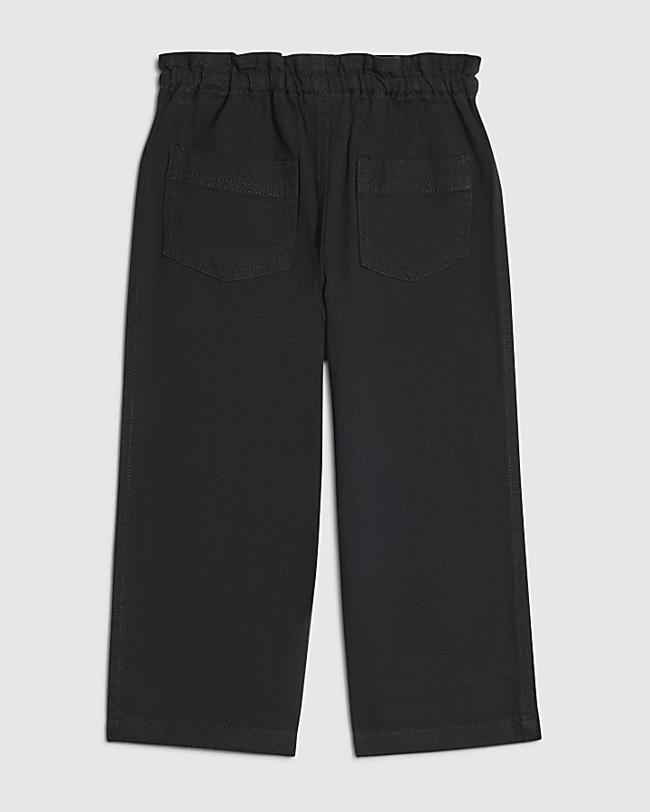 Mini Girls Black Wide Leg Jeans