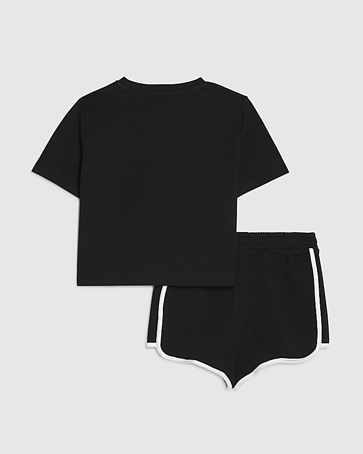 Girls Black Neon Graffiti T-Shirt & Short Set
