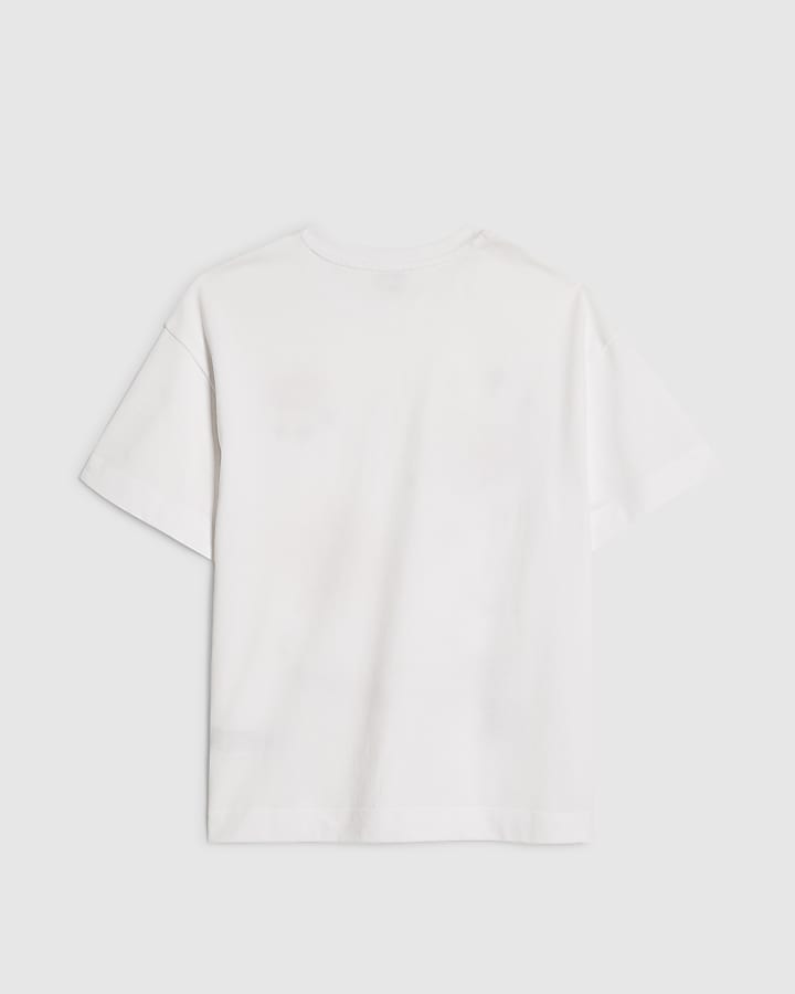 Girls White Sun Badge Icons T-Shirt