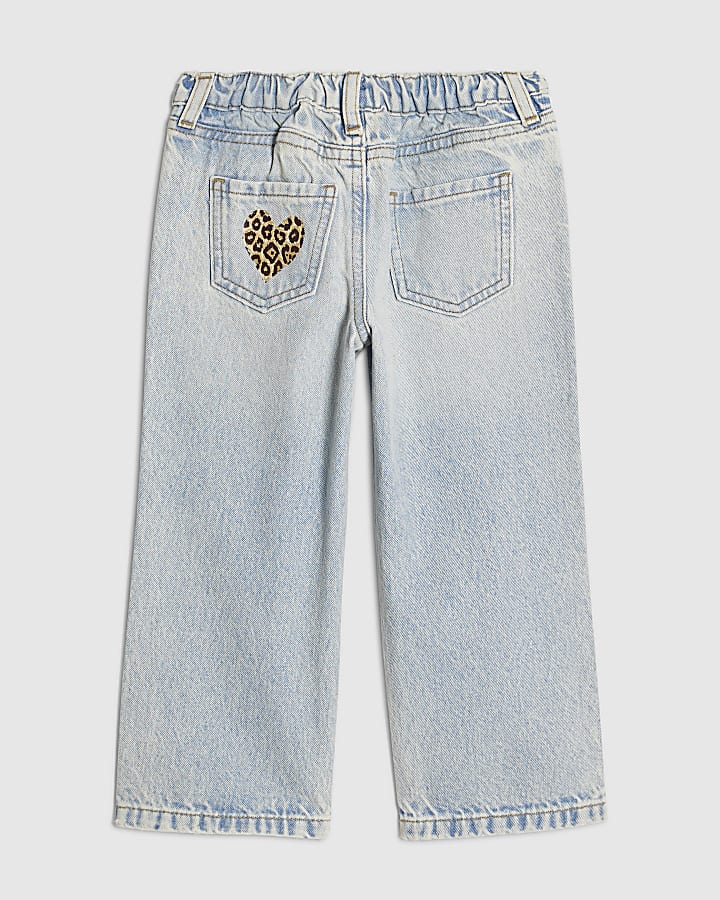 Mini Girls Blue Graffiti Straight Jeans