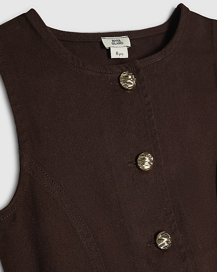 Girls Brown Hybrid Waistcoat Dress