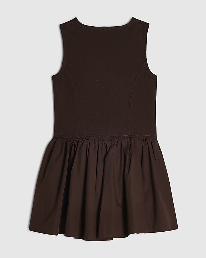 Girls Brown Hybrid Waistcoat Dress