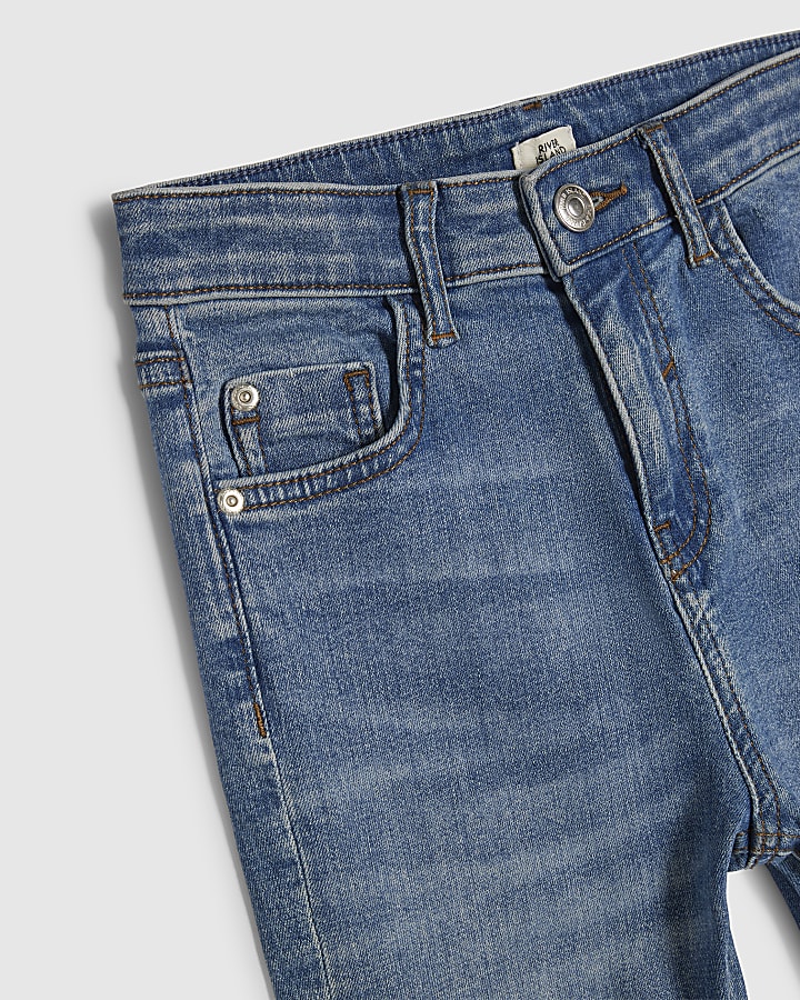 Girls Blue Mid Wash Flared Jeans