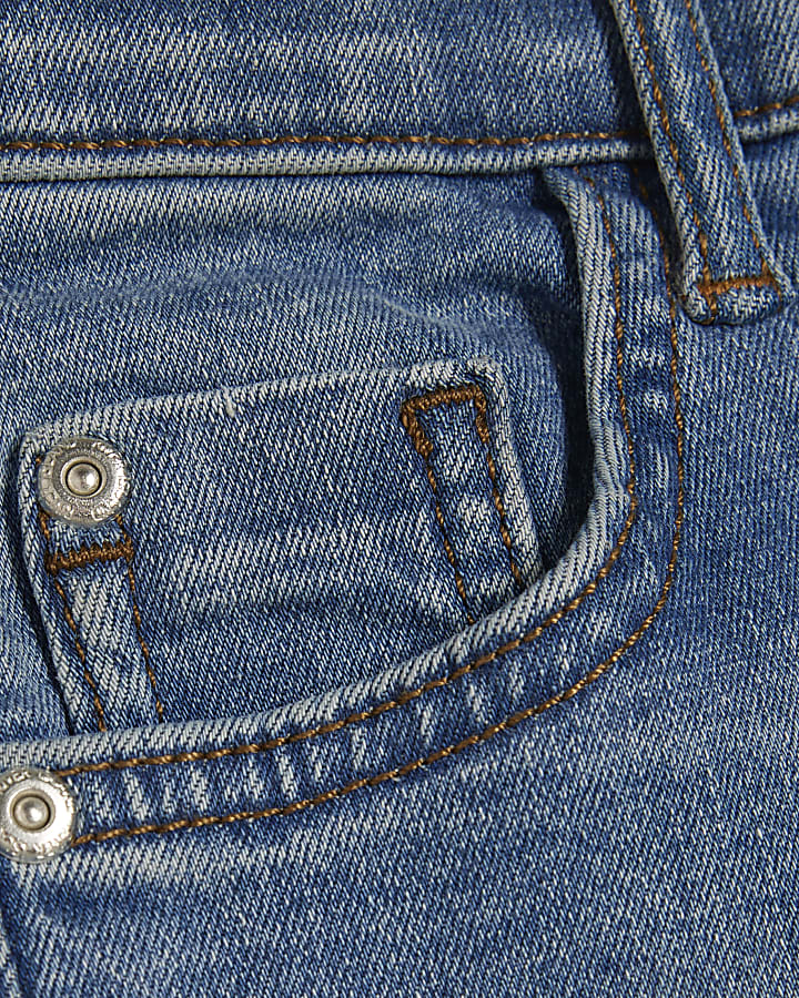Girls Blue Mid Wash Flared Jeans