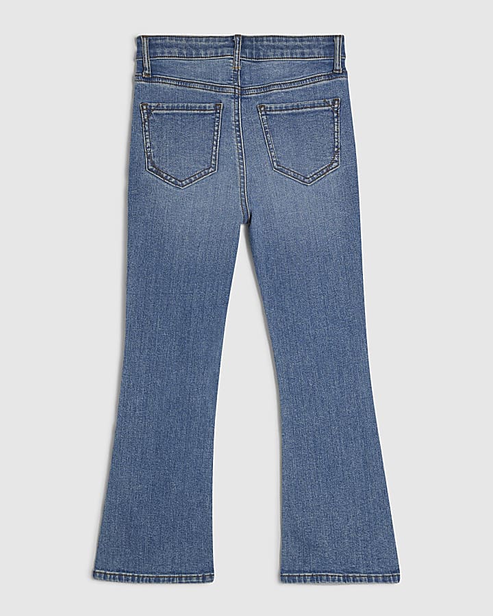 Girls Blue Mid Wash Flared Jeans