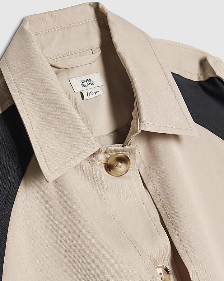 Girls Beige Sporty Crop Trench Jacket