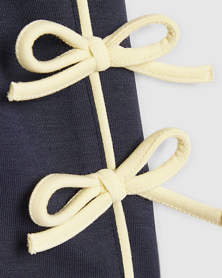 Girls Navy Side Tape Bow Shorts