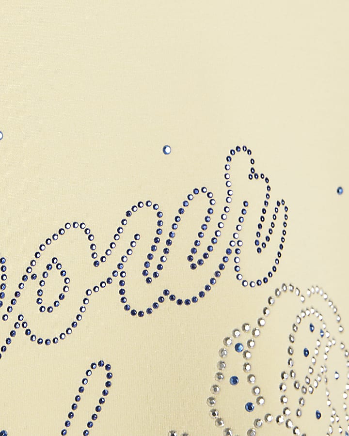 Girls Yellow Embellished Amour Club T-Shirt