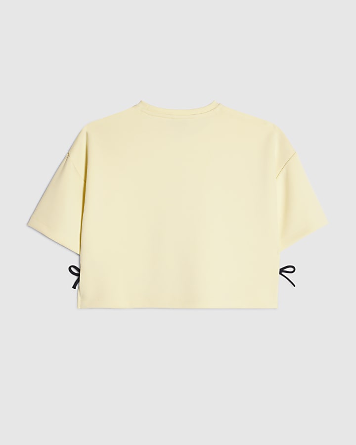Girls Yellow Embellished Amour Club T-Shirt