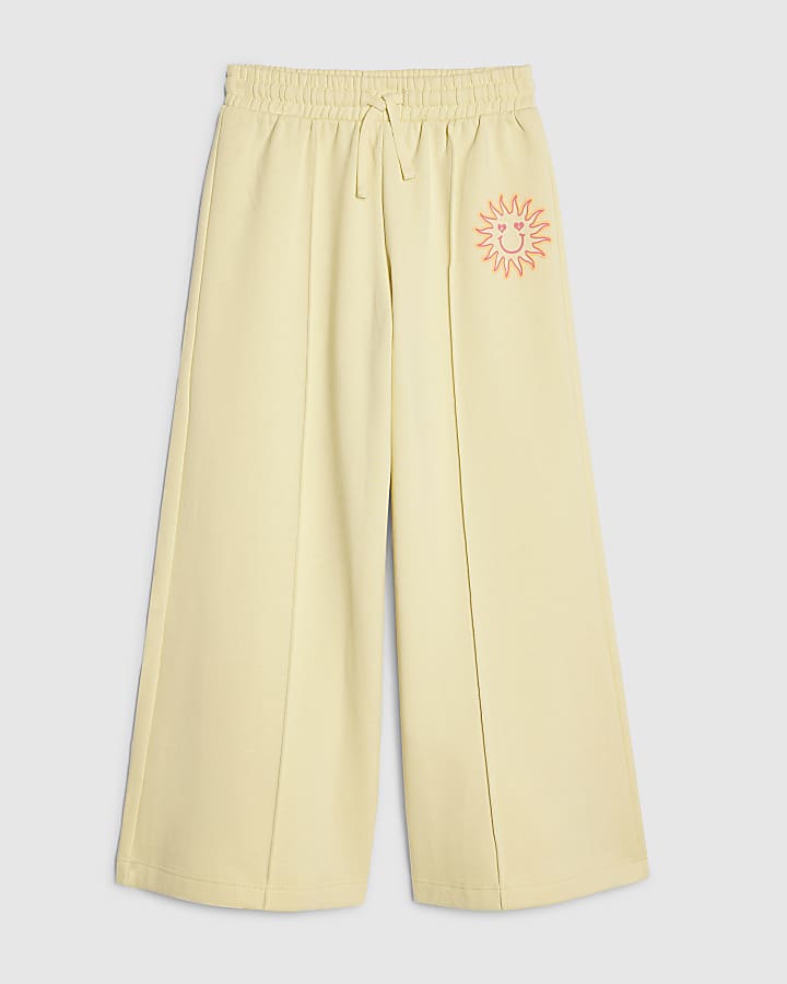 Girls Yellow Wide Leg Joggers