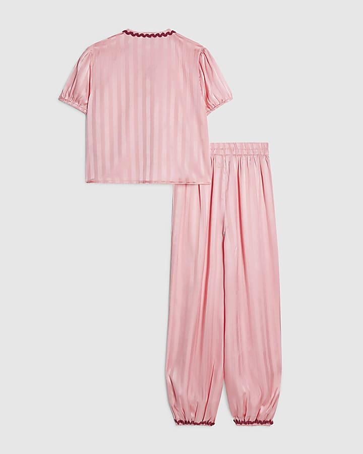 Girls Pink Satin Hareem Pyjamas