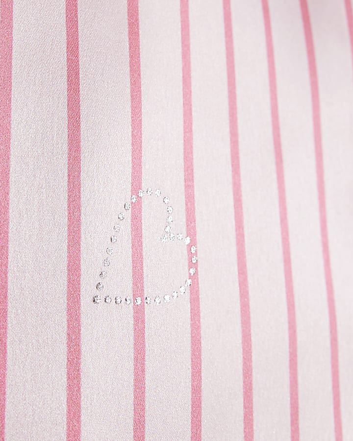 Mini Girls Pink Stripe Satin Pyjamas