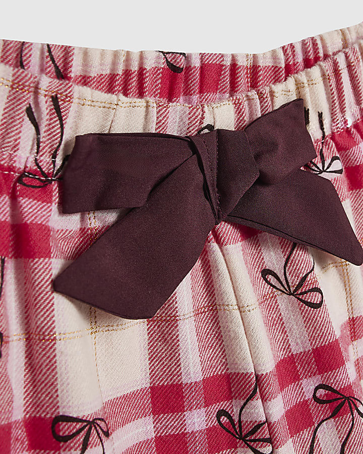 Girls Burgundy West Coast Check Pyjamas Set