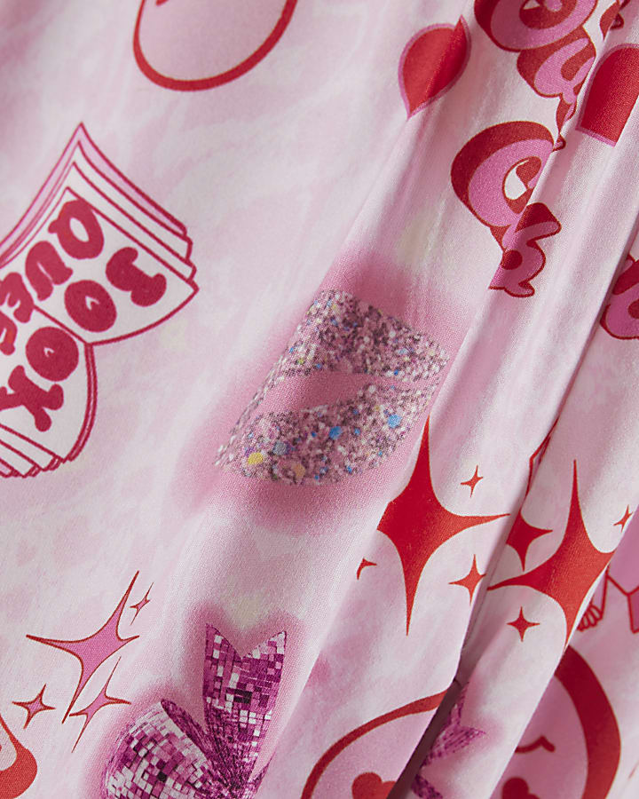 Girls Pink Glitter Graffiti Pyjamas Set