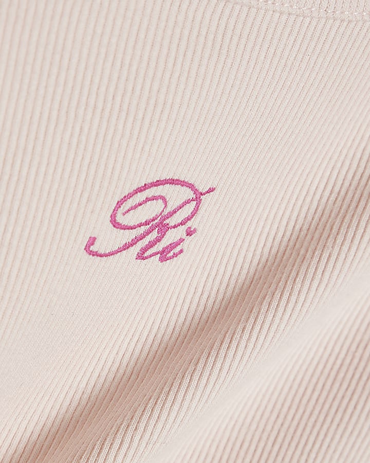 Girls Pink Whipstitch Long Sleeve Top