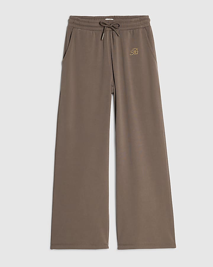 Girls Brown Soft Touch Wide Leg Trousers