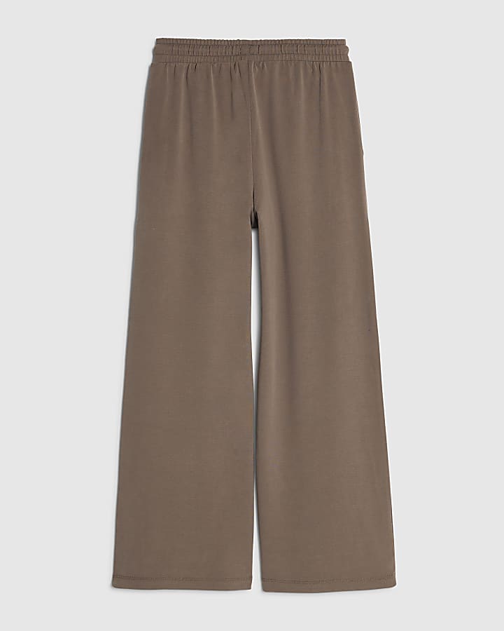 Girls Brown Soft Touch Wide Leg Trousers