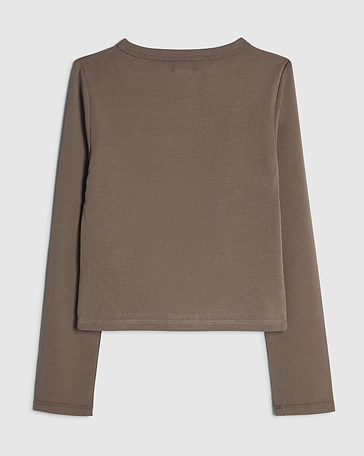 Girls Brown Soft Touch Cardigan
