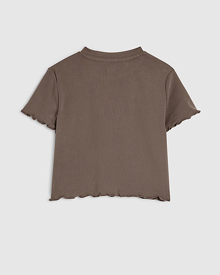 Girls Brown Soft Touch Baby T-Shirt