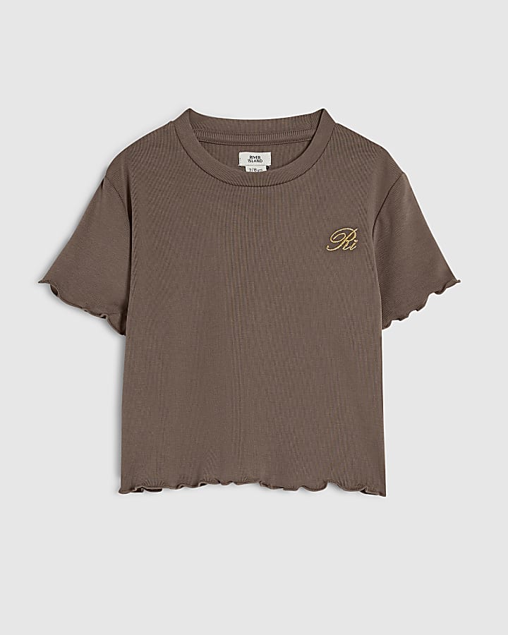 Girls Brown Soft Touch Baby T-Shirt