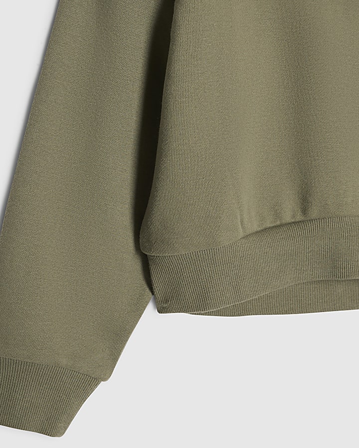 Girls Khaki Scallop Edge RI Sweatshirt