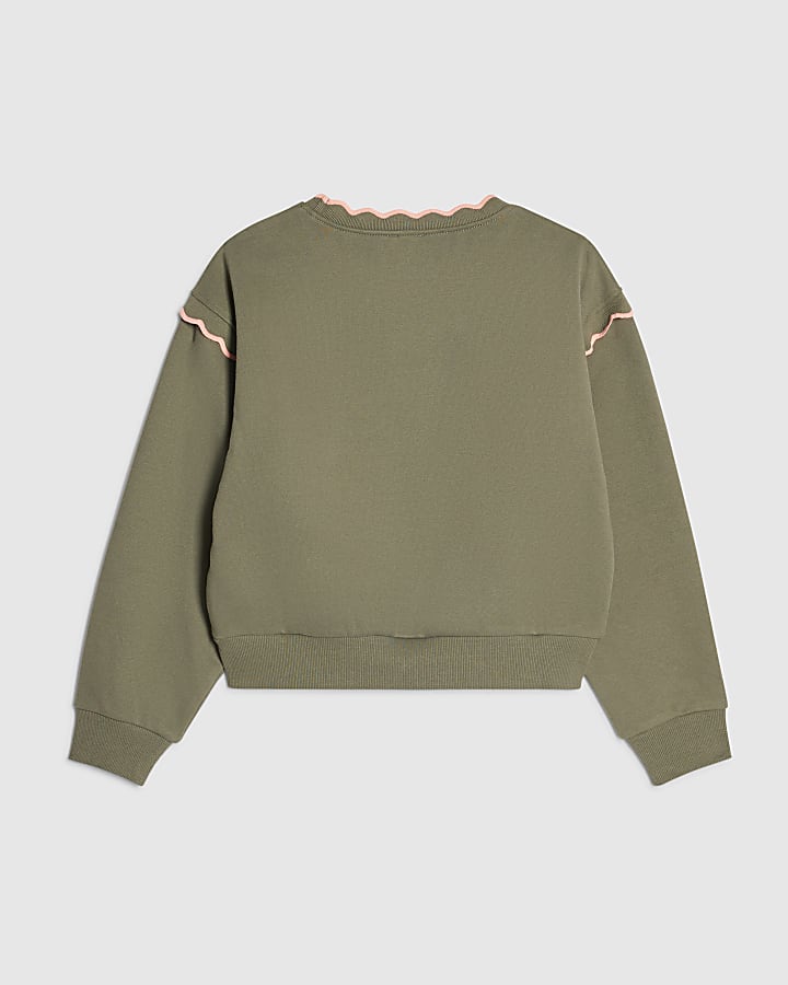 Girls Khaki Scallop Edge RI Sweatshirt