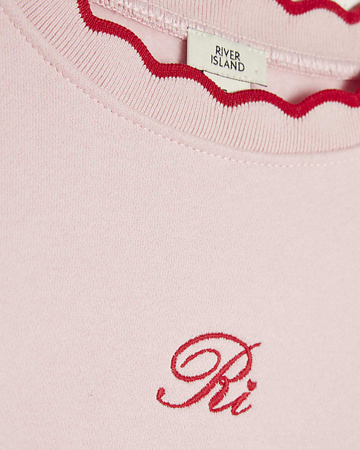 Girls Pink Scallop Edge RI Sweatshirt