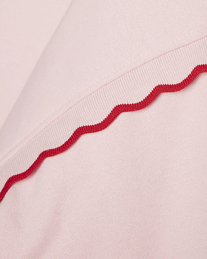 Girls Pink Scallop Edge RI Sweatshirt
