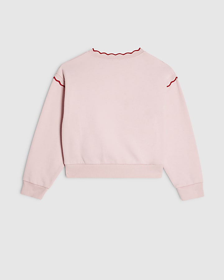 Girls Pink Scallop Edge RI Sweatshirt