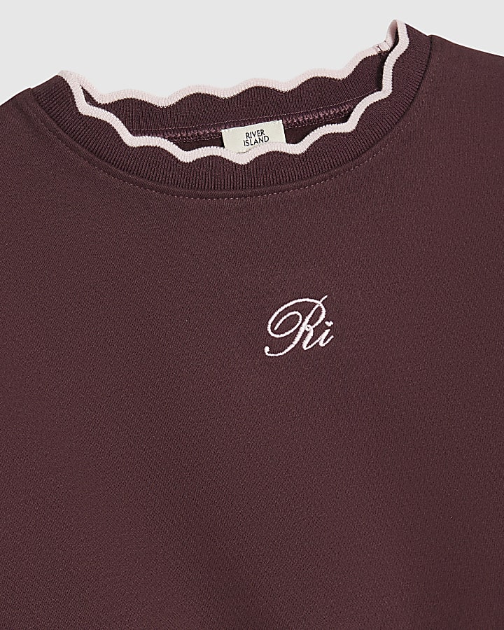 Girls Purple Scallop Edge RI Sweatshirt