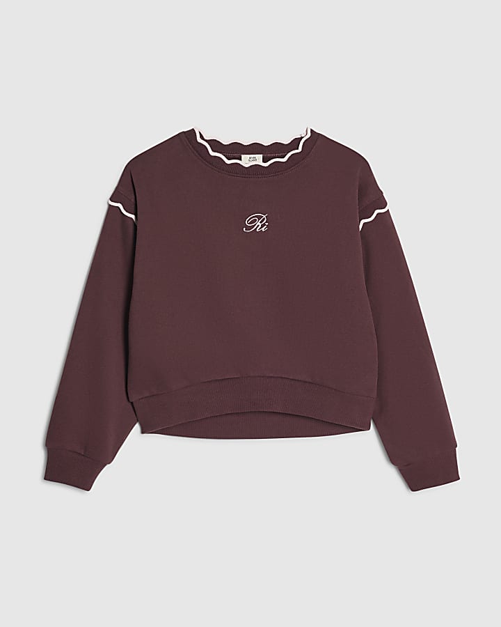 Girls Purple Scallop Edge RI Sweatshirt