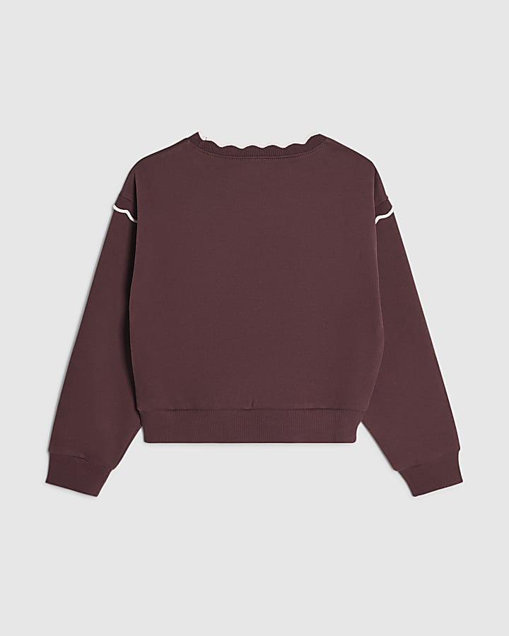 Girls Purple Scallop Edge RI Sweatshirt
