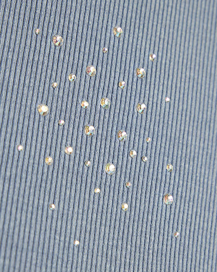 Girls Blue Scattered Embellished T-Shirt